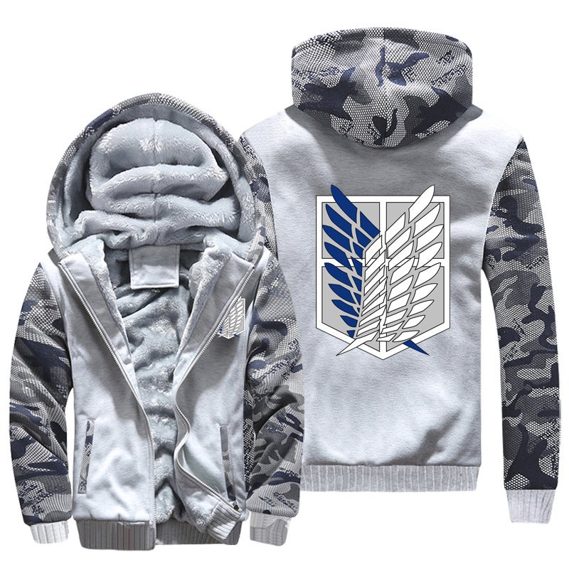 2021 Attack Giant Sweater Jacket Investigation Corps Allen Fleece Zipper Hooded Sweater Male - Image 1