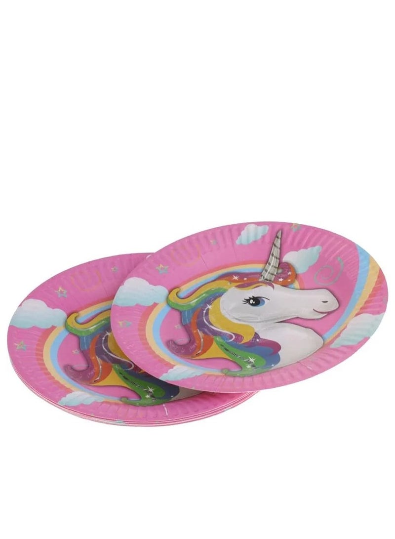 Unicorn-Print Paper Plate, 100 Pieces - Multi-Color - Image 2