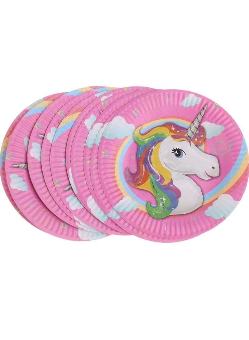 Unicorn-Print Paper Plate, 100 Pieces - Multi-Color - Image 3