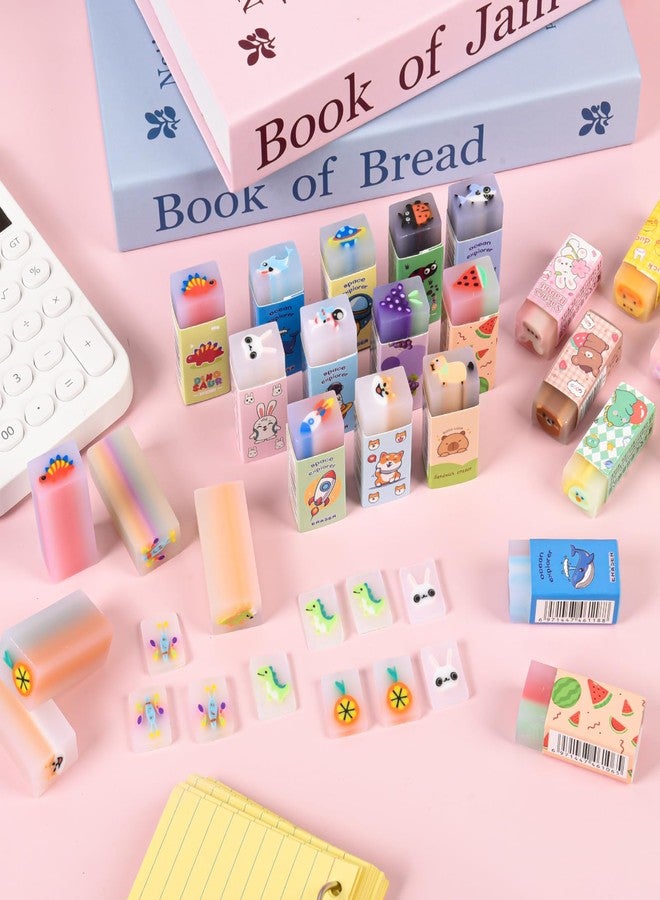 LiYiQ 100-Piece Kawaii Cute Animal Pencil Eraser for Kids, Back to School Supplies, Non-Toxic Rubber, Rectangular - Image 5