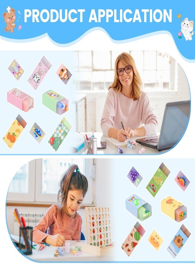 LiYiQ 100-Piece Kawaii Cute Animal Pencil Eraser for Kids, Back to School Supplies, Non-Toxic Rubber, Rectangular - Image 4
