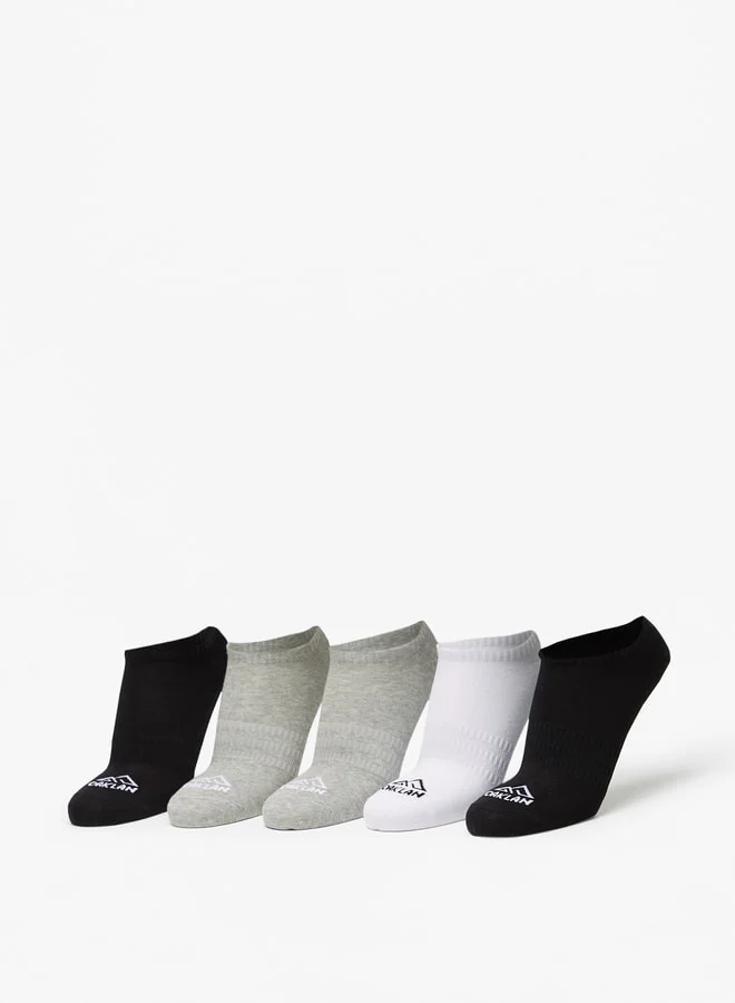OAKLAN Men's Logo Print Ankle Length Sports Socks - Set of 5