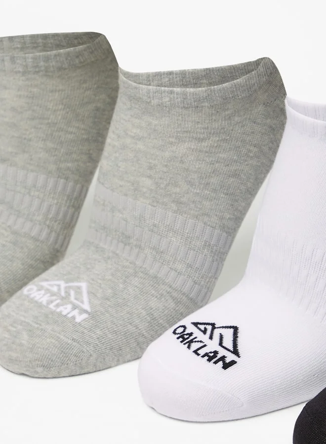 OAKLAN Men's Logo Print Ankle Length Sports Socks - Set of 5