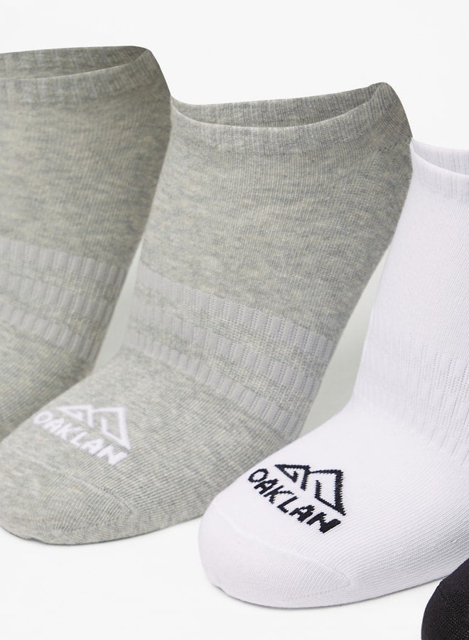 OAKLAN Men's Logo Print Ankle Length Sports Socks - Set of 5 - Image 2