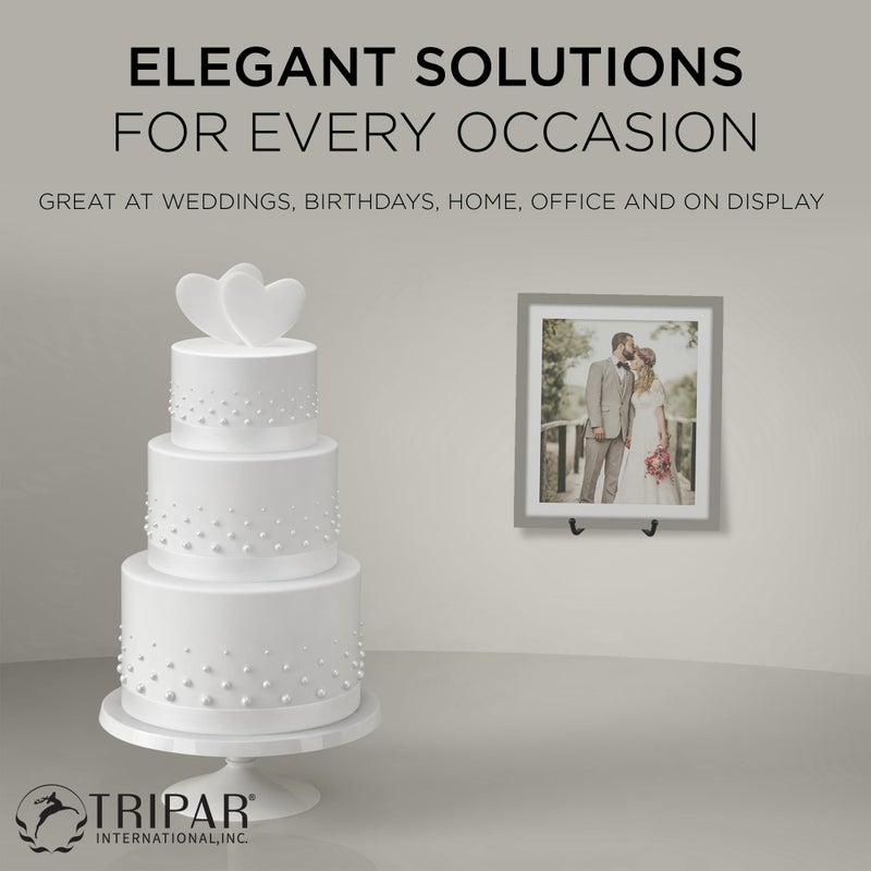 TRIPAR Decorative Scroll Rack, Large Black Display (8 Inch Depth) - Functions as Wall Rack or Tabletop Easel - Lightweight and Durable - Showcase Beautiful Plates, China, Artwork and More - Image 4