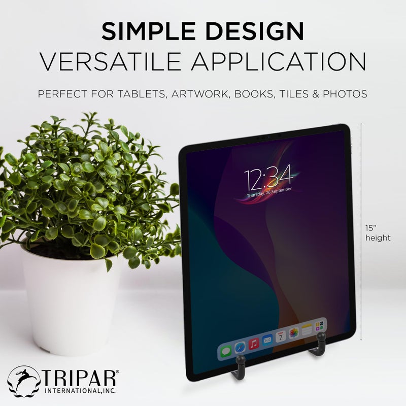 TRIPAR Decorative Scroll Rack, Large Black Display (8 Inch Depth) - Functions as Wall Rack or Tabletop Easel - Lightweight and Durable - Showcase Beautiful Plates, China, Artwork and More - Image 2