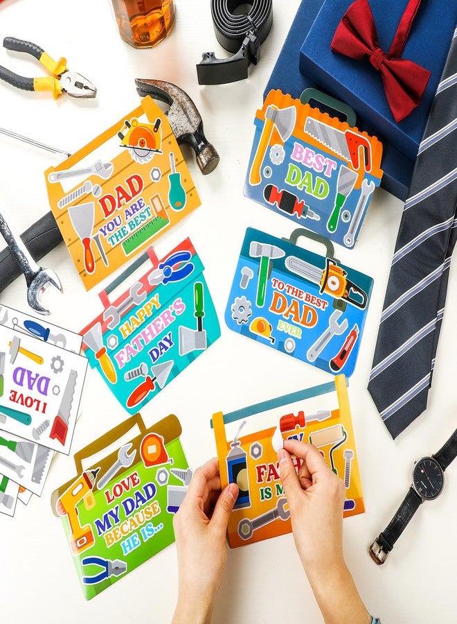 Lunmon 48 Set Father's Day Craft Kits for Kids Make Your Own Tool Box Card with Stickers Father's Day Card Gifts for Classroom Home DIY Arts and Crafts Fun Activities Project Supplies - Image 2