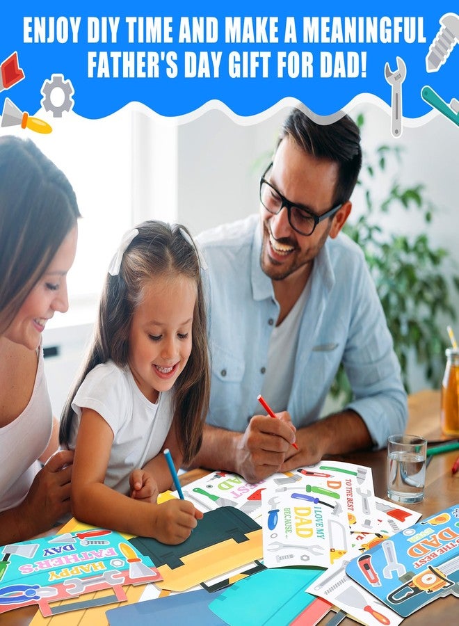 Lunmon 48 Set Father's Day Craft Kits for Kids Make Your Own Tool Box Card with Stickers Father's Day Card Gifts for Classroom Home DIY Arts and Crafts Fun Activities Project Supplies - Image 5