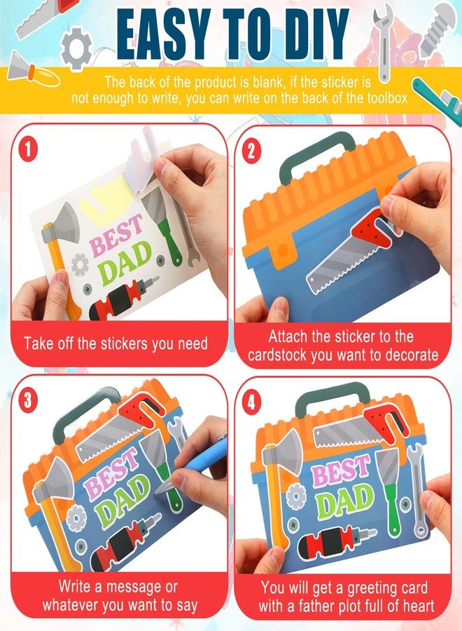 Lunmon 48 Set Father's Day Craft Kits for Kids Make Your Own Tool Box Card with Stickers Father's Day Card Gifts for Classroom Home DIY Arts and Crafts Fun Activities Project Supplies - Image 4