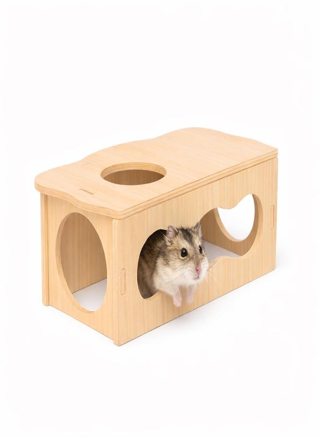 kcrygogo Medium Wooden Hamster Inspired Tunnel with Side & Top Windows Tunnel Toy Dreamy Cloud-Inspired Hideout with Smooth Streamlined Design - Natural Hideout Tube for Dwarf and Syrian Hamsters, Gerbils - Image 1