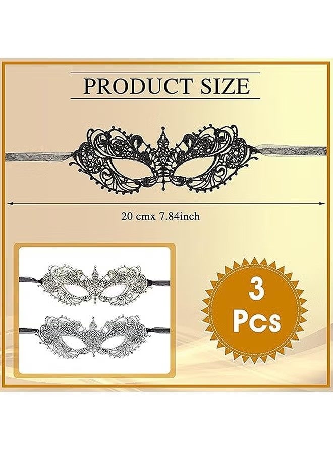 3 قطع من أقنعة التنكر للبالغين، أقنعة دانتيل ممتعة غامضة، غطاء رأس دانتيل للنساء والرجال - Image 2