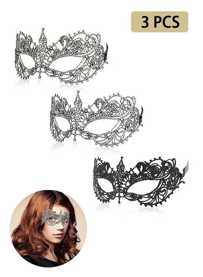 3 قطع من أقنعة التنكر للبالغين، أقنعة دانتيل ممتعة غامضة، غطاء رأس دانتيل للنساء والرجال - Image 1