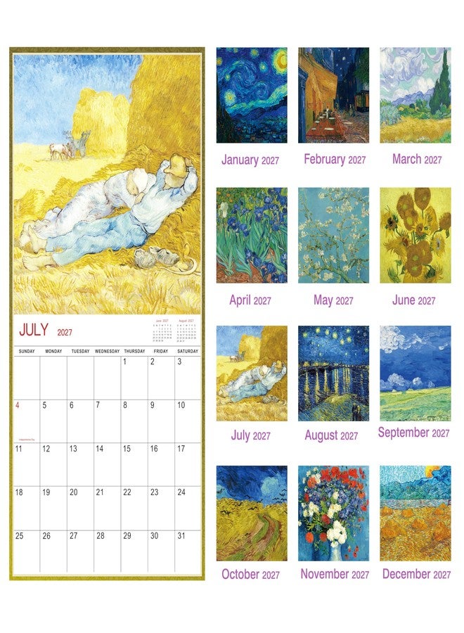 Journaltastic Wall Calendar 2026-2027 - Calendar 2026-2027, 18-Month Monthly Wall Calendar 2026-27 from Jul. 2026 - Dec. 2027, 12" x 24" (Open), Unruled Blocks - Art Paintings - Image 5