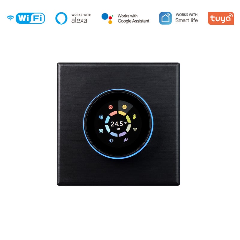 مسيطر على درجة الحرارة بمقبض ذكي وعرض رقمي Wi-Fi من طويا - منظم حرار للدف الأرضي بالماء/الكهرباء ودافئ المياه/المحماة بالغاز متعدد الوظائف متوافق مع Google Assistant - Image 1
