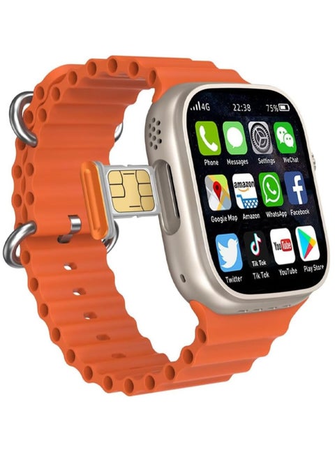 Modio 4G Ultra Max Smartwatch Android Phone Watch With a Built-in GPS System, HD 2.2 Inch Display With Support A Mobile Sim Card/Youtube/Tiktok, Full Touch screen with 3 set strap and wireless charger