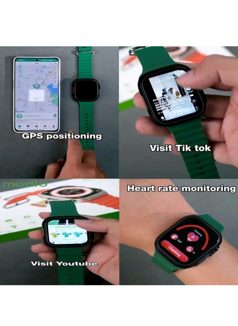 modio - Modio 4G Ultra Max Smartwatch Android Phone Watch With a Built-in GPS System, HD 2.2 Inch Display With Support A Mobile Sim Card/Youtube/Tiktok, Full Touch screen with 3 set strap and wireless charger - Image 1