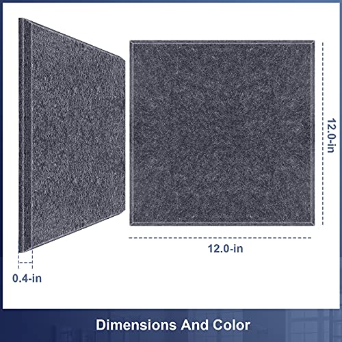 DEKIRU Upgraded 12 Pack Acoustic Panels, 12 X 12 X 0.4 Inches Sound Proofing Studio Foam Padding High Density Bevled Edge Tiles Soundproofing Panels, Great for Wall Decoration and Acoustic Treatment - Image 2