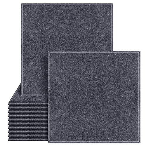 DEKIRU Upgraded 12 Pack Acoustic Panels, 12 X 12 X 0.4 Inches Sound Proofing Studio Foam Padding High Density Bevled Edge Tiles Soundproofing Panels, Great for Wall Decoration and Acoustic Treatment - Image 1