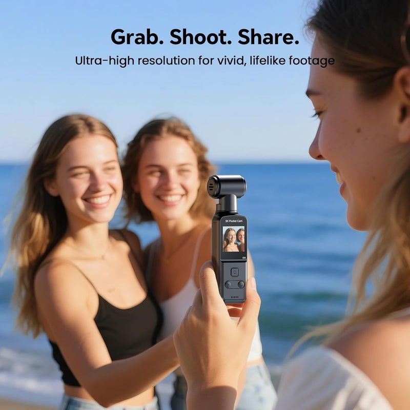 BOBLOV 5K Body Camera with Microphone, W5 Vlogging Camera, 5K/15FPS and 4K/60FPS with 270° Rotating Lens, External Mic Support, Clip/Strap Options, EIS Stabilization for Meeting, and Daily Use (64GB) - Image 3