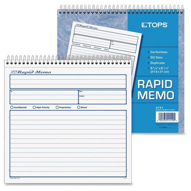 Tops Correspondence Forms TOP4151WhiteCanary8 12 In X 7 34 In