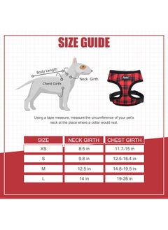 PUPTECK PUPTECK Dog Harness and Leash Set for Small Medium Dogs No Pull, Soft Mesh Adjustable Puppy Cat Harness Reflective at Night, Plaid Red, L  - Image 2