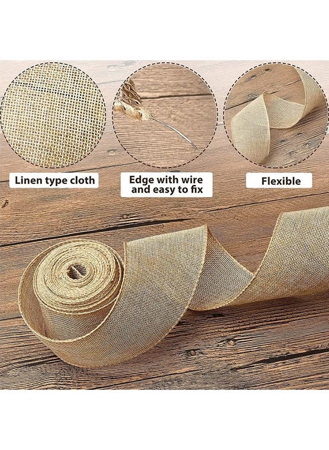 HS 2 Rolls Burlap Fabric Craft Ribbon Burlap Roll Ribbon Natural Jute Fabric Crafts Ribbon For Wedding Gifts Burlap Fabric DIY Packing Vintage Wedding Party Decoration Colorful Satin Ribbon 3M*6CM  - Image 3