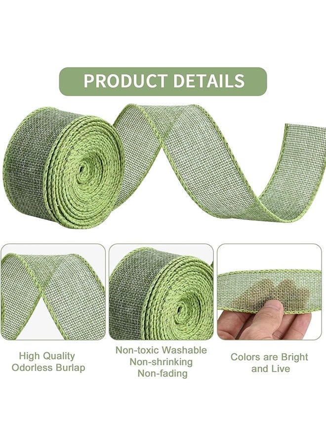 HS 2 Rolls Burlap Fabric Craft Ribbon Burlap Roll Ribbon Natural Jute Fabric Crafts Ribbon For Wedding Gifts Burlap Fabric DIY Packing Vintage Wedding Party Decoration Colorful Satin Ribbon 3M*6CM  - Image 2