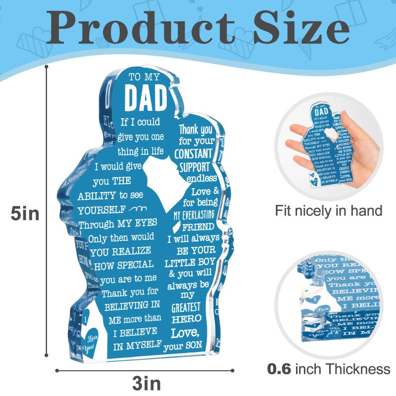 TuSuQing Dad Birthday Gifts from Son Christmas Gifts for Dad Unique Birthday Present Ideas for Father Daddy New Dad Best Dad Ever Gifts Father's Day Gifts Dad Acrylic Plaque Sign - Image 3