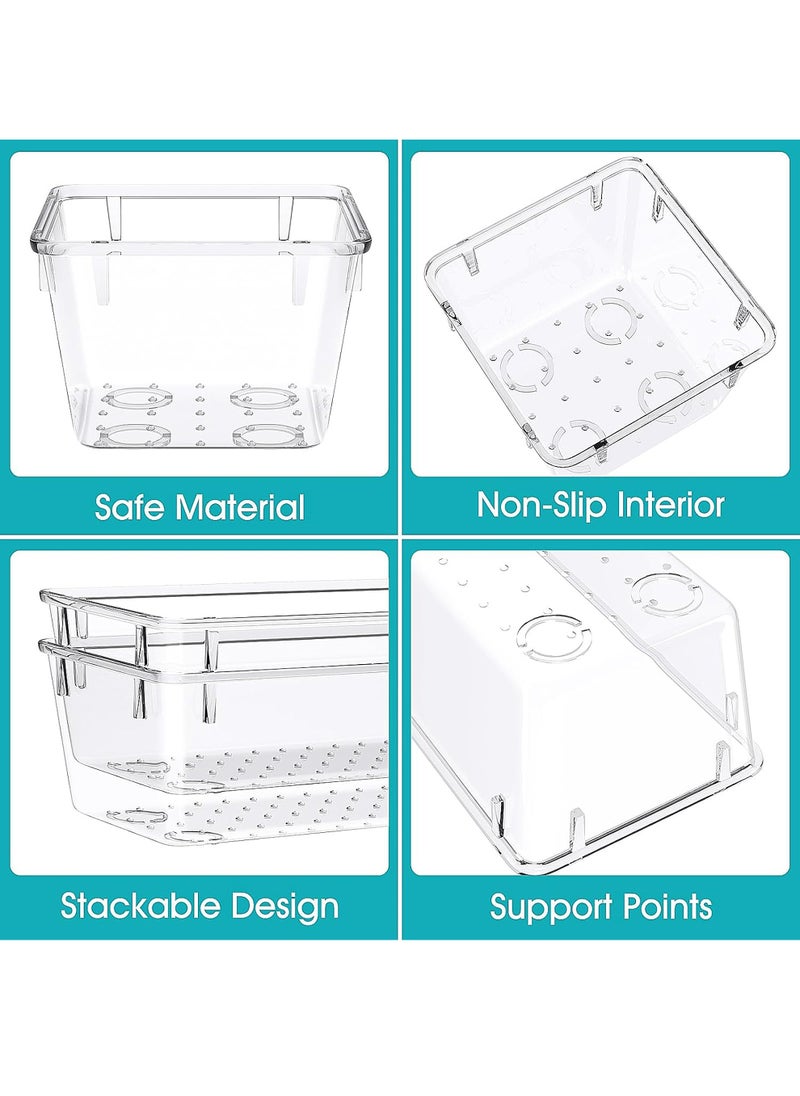 Uwals 28 PCS Clear Plastic Drawer Organizers Set, 4 Size Desk Drawer Organizer Trays for Makeup, Jewelry, Kitchen Utensils, Gadgets and Office Accessories  - Image 3