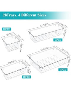 Uwals 28 PCS Clear Plastic Drawer Organizers Set, 4 Size Desk Drawer Organizer Trays for Makeup, Jewelry, Kitchen Utensils, Gadgets and Office Accessories  - Image 2