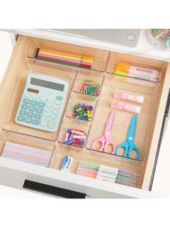 Uwals 28 PCS Clear Plastic Drawer Organizers Set, 4 Size Desk Drawer Organizer Trays for Makeup, Jewelry, Kitchen Utensils, Gadgets and Office Accessories  - Image 5