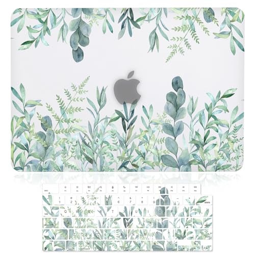 iDonzon Case for MacBook Air 13-inch Laptop M5 M4 M3 M2 A3449 A3240 A3113 A2681 2026-2022 Release with Touch ID, 3D Effect Matte Clear See Through Hard Cover&Keyboard Cover, Green Plants - Image 1