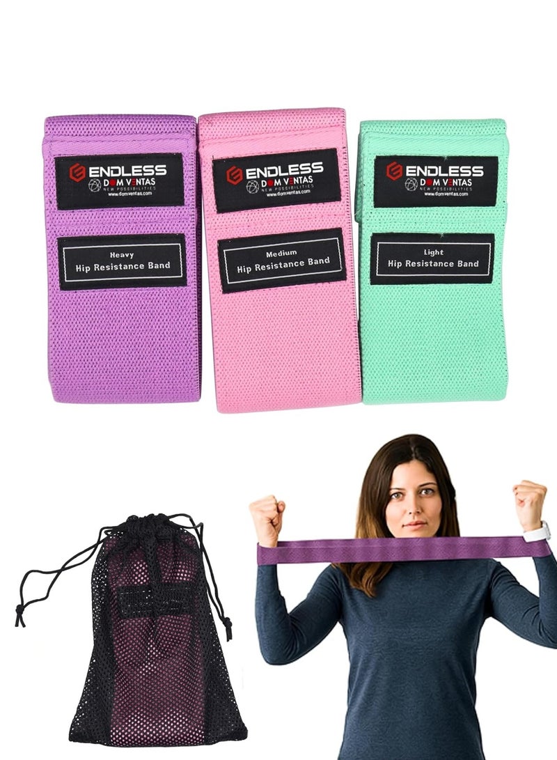 ENDLESS  EL1044 Resistance Loop Bands Set of 3 Pcs With Light, Medium and Heavy Resistance Level | Material : Cotton | For Squats, Stretching, Hip & Glute Heavy Workouts for Men & Women - Image 1