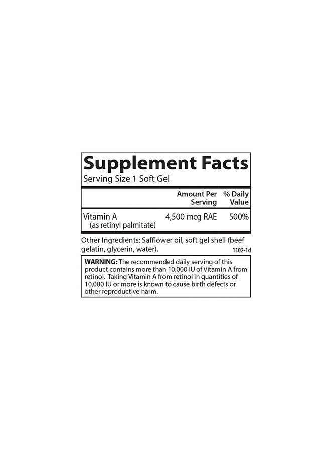 Carlson Vitamin A 15000 Iu Palmitate 4500 Mcg Rae Vision Health  Healthy Skin Immune Function 240 Softgels - Image 4