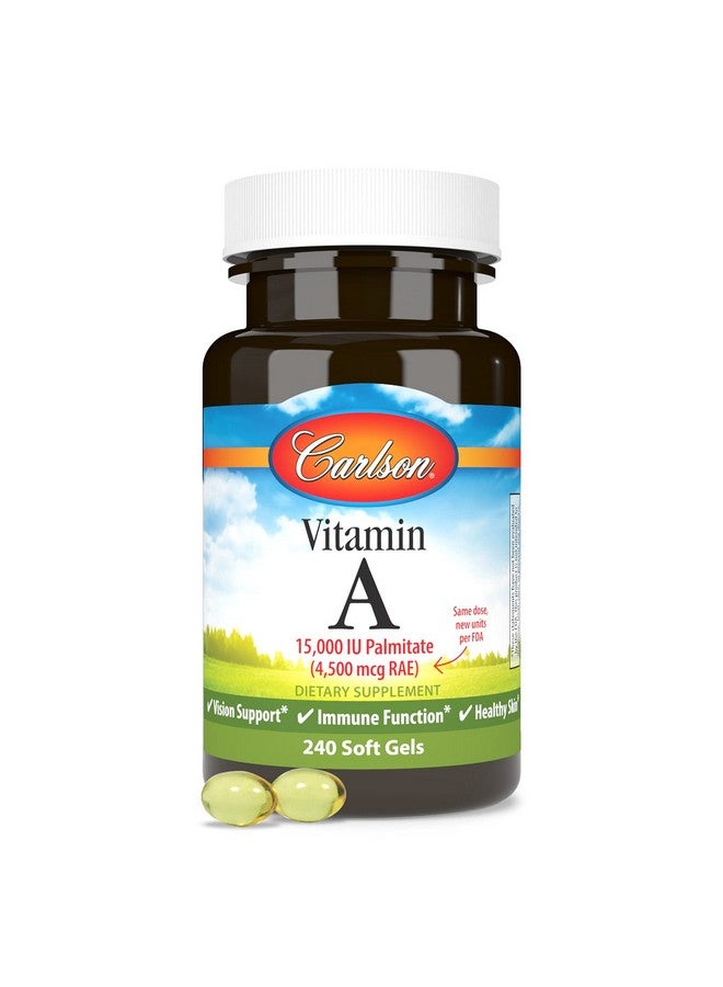 Carlson Vitamin A 15000 Iu Palmitate 4500 Mcg Rae Vision Health  Healthy Skin Immune Function 240 Softgels - Image 5