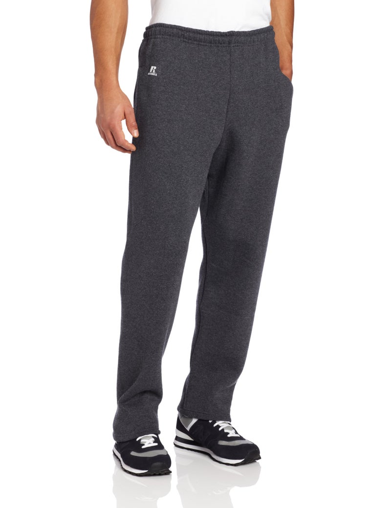 Russell Athletic Mens DriPower Open Bottom Sweatpants with Pockets Black Heather XXLarge US