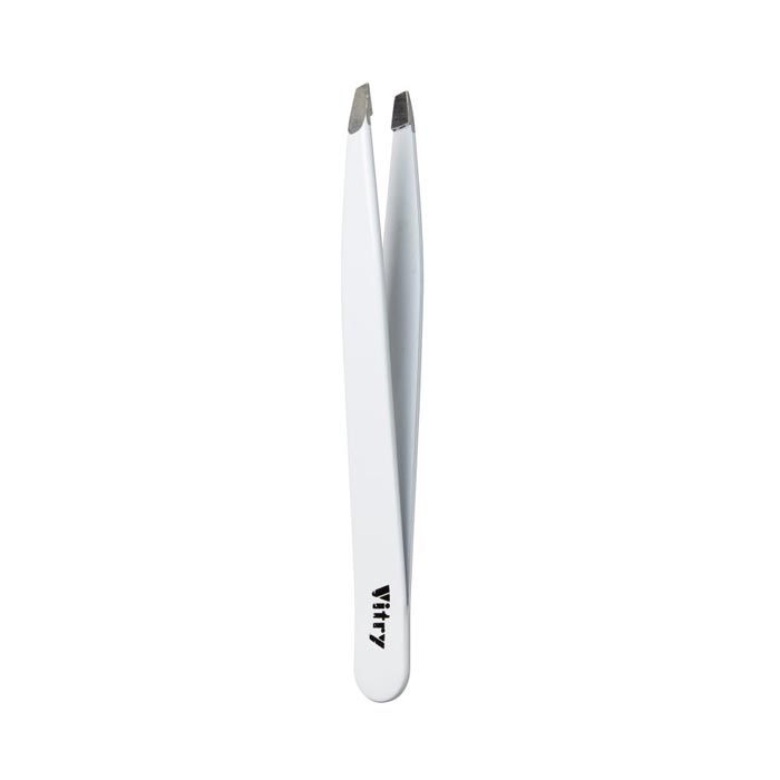 Vitry White Professional Tweezers Slant Ends SS