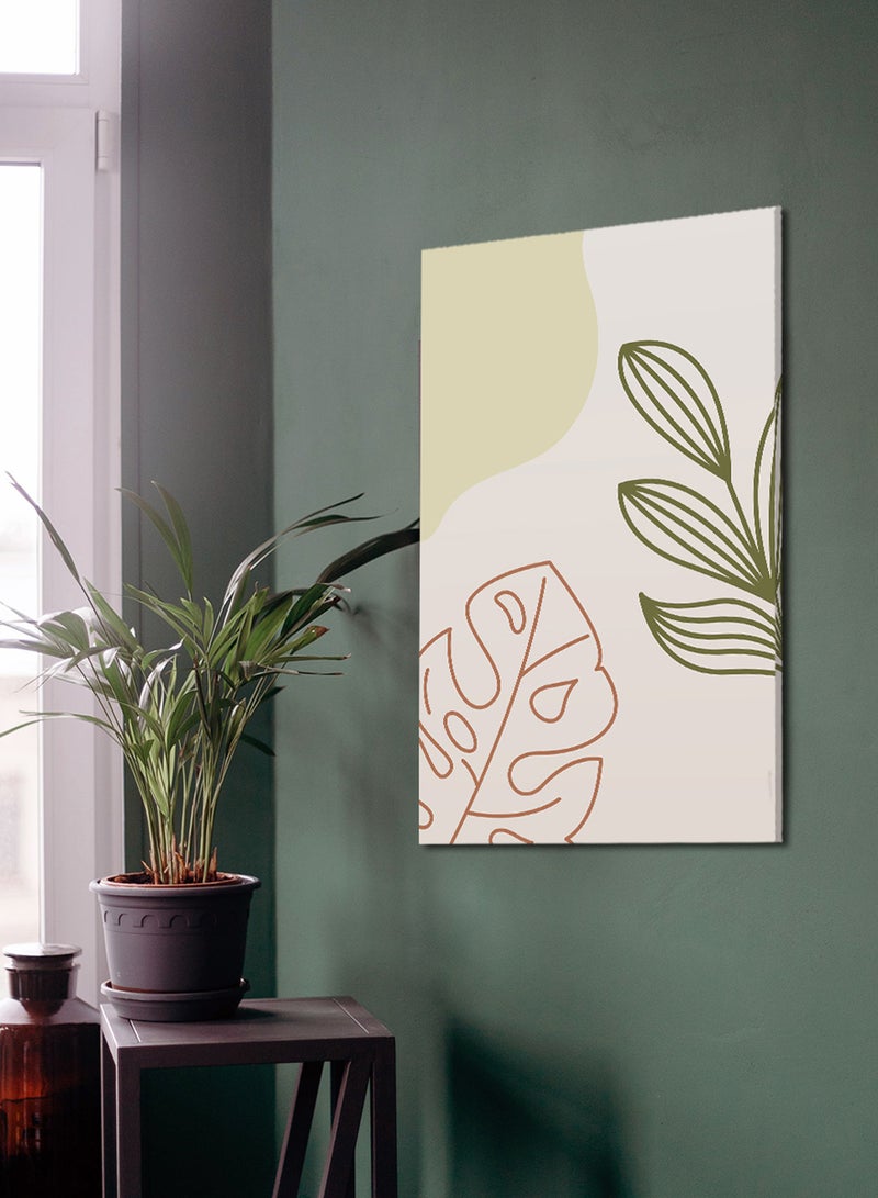 LOWHA Canvas Wall Art Stretched Over Wooden Frame with Botanical Boho Style Painting - Image 1