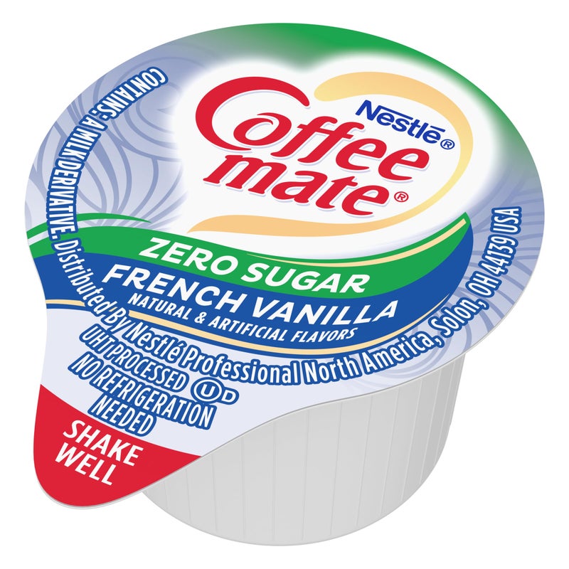 Coffee Mate Nestle Coffee mate Coffee Creamer, Sugar Free French Vanilla, Liquid Creamer Singles, Non Dairy, No Refrigeration, Box of 50 Singles - Image 1