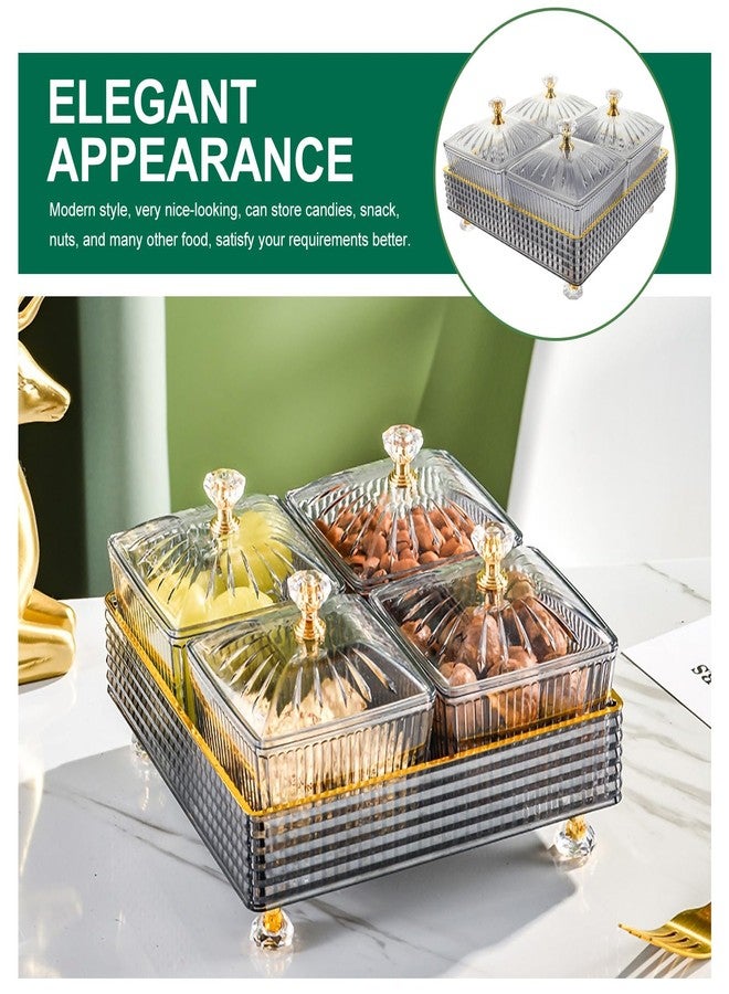 Cabilock Dry Fruit Tray with Lid, Divided Snacks Dish, Serving Appetizer Plate, Party Nuts Plate, Food Storage Box Containers (Gray) - Image 5