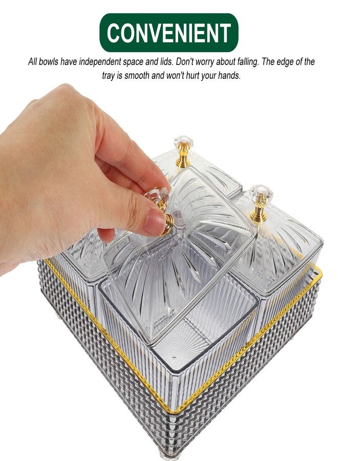 Cabilock Dry Fruit Tray with Lid, Divided Snacks Dish, Serving Appetizer Plate, Party Nuts Plate, Food Storage Box Containers (Gray) - Image 3