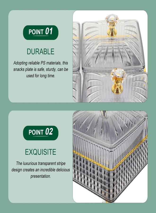 Cabilock Dry Fruit Tray with Lid, Divided Snacks Dish, Serving Appetizer Plate, Party Nuts Plate, Food Storage Box Containers (Gray) - Image 2