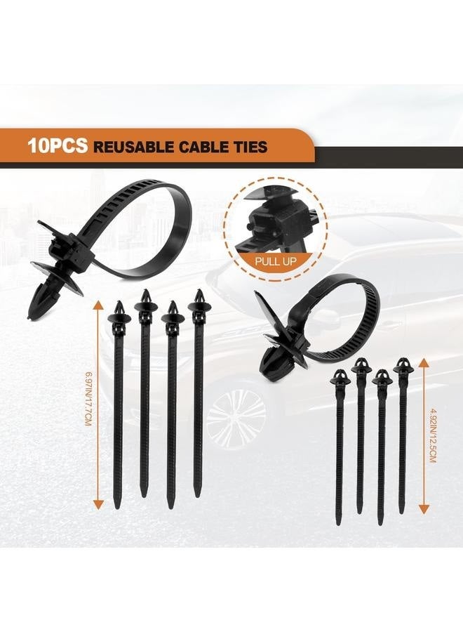 Generic 635PCS Auto Fasteners Car Push Retainer Clips Nylon per Fender Rivets, 16 Most Popular Sizes with 10 Cable Ties Fasteners  - Image 4