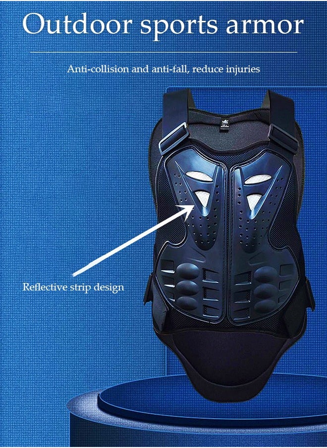 DUNISO Adjustable Motorcycle Armor Suit with Reflective Stripe,Mountain Bike Cyclecross Chest Protect Gear,Motorbike Protective Jacket with Chest Back Spine Armor Knee Elbow Protection Pad for Motocross Cycling Skateboarding,XL,Black  - Image 3