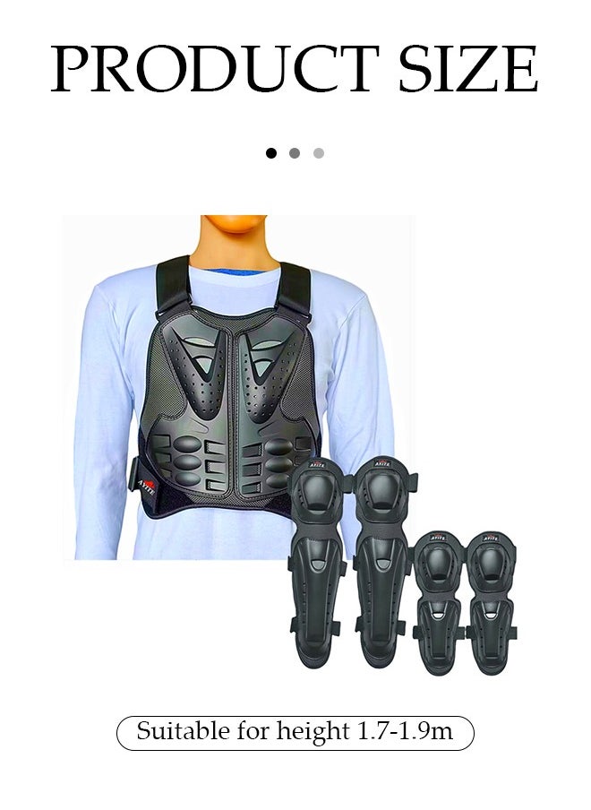 DUNISO Adjustable Motorcycle Armor Suit with Reflective Stripe,Mountain Bike Cyclecross Chest Protect Gear,Motorbike Protective Jacket with Chest Back Spine Armor Knee Elbow Protection Pad for Motocross Cycling Skateboarding,XL,Black  - Image 2