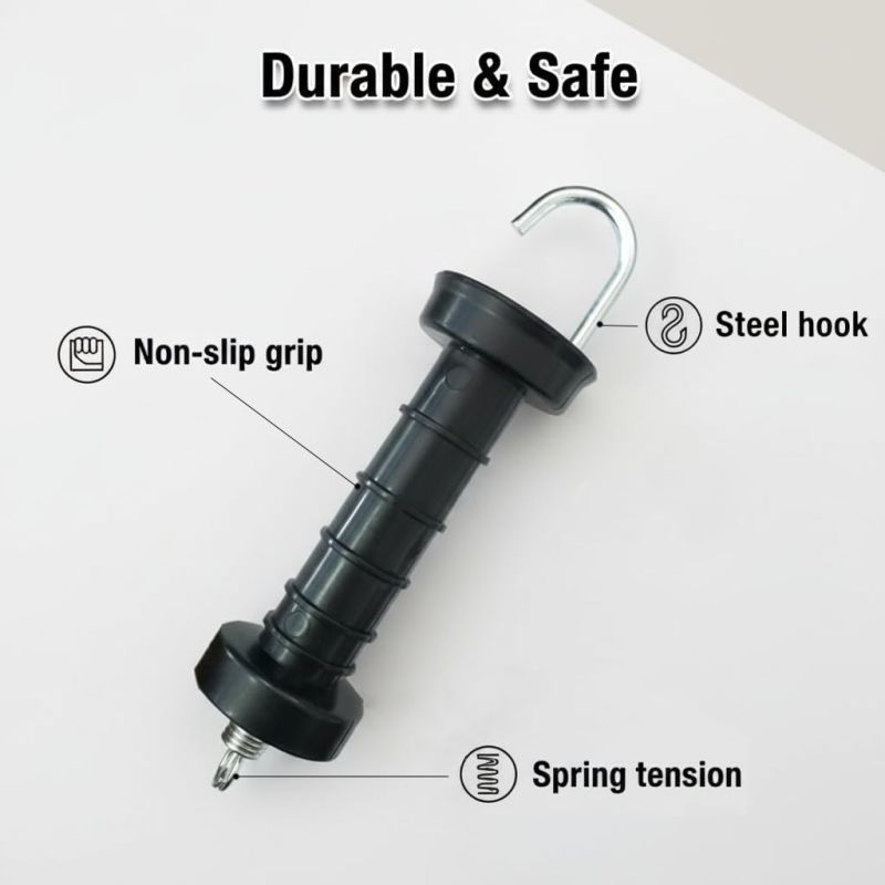 عبوات من أدوات إدارة السياج الكهربائي - 10 قطع باللون الأسود - أجهزة دلك البوابات الصناعية الصلبة متعددة الطقس لتصليح السياج في الفناء الخارجي والحديقة والمزرعة، للمالكين المنزليين المبتدئين - Image 3