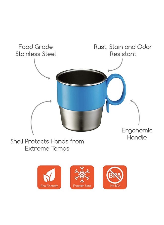 Innobaby Din Din Smart Stainless Steel Cup (9 Oz) With Handle For Babies Toddlers And Kids. Bpa Free Blue  - Image 2