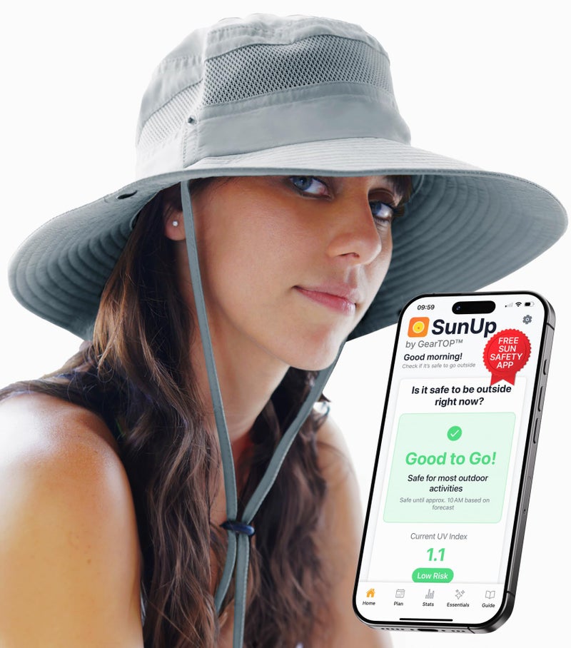 GearTOP Safari Hat for Men Sun Hats for Women UV Protection UPF 50+ Fishing, Gardening, Hiking Hat (22-23 1/2") Light Grey - Image 1