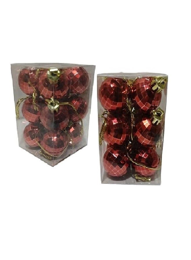 12 pcs 3 cm Christmas Ball Bauble Ornaments Xmas Tree Hanging Decorations - Red - Image 1