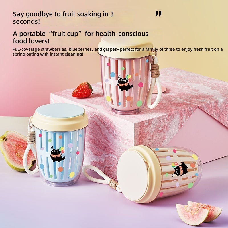 Portable Fruit Cup with Fork & Spoon, Double-Layer Salad Box for Picnic - Image 2